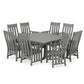 POLYWOOD Acadia 9-Piece Square Farmhouse Dining Set with Trestle Legs — Slate Grey