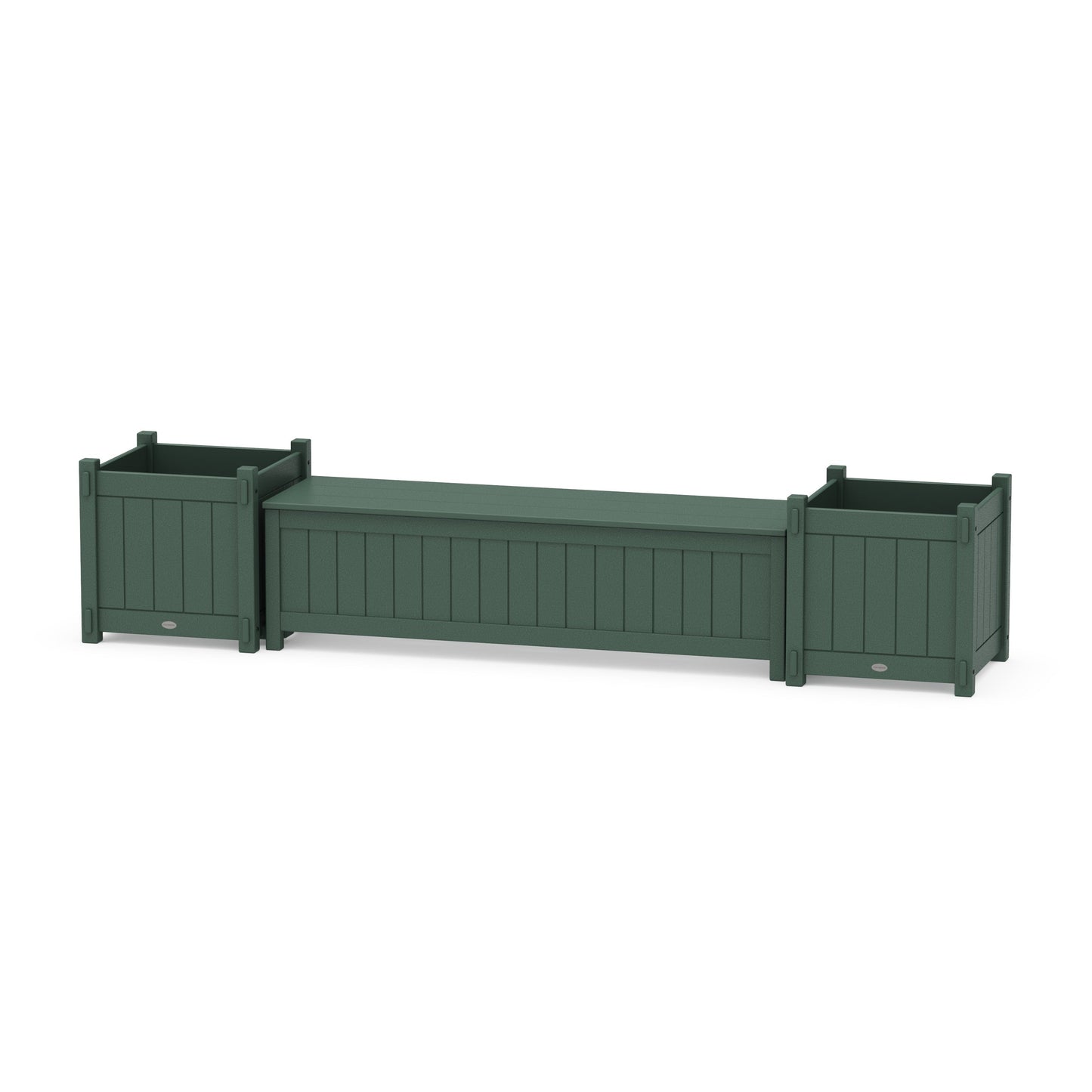 POLYWOOD 60" Vineyard Straight Planter Storage Bench Set- Large — Green
