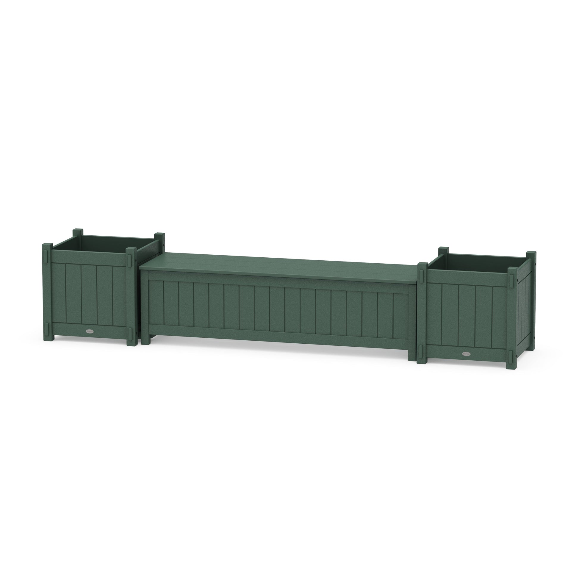 POLYWOOD 60" Vineyard Straight Planter Storage Bench Set- Large — Green
