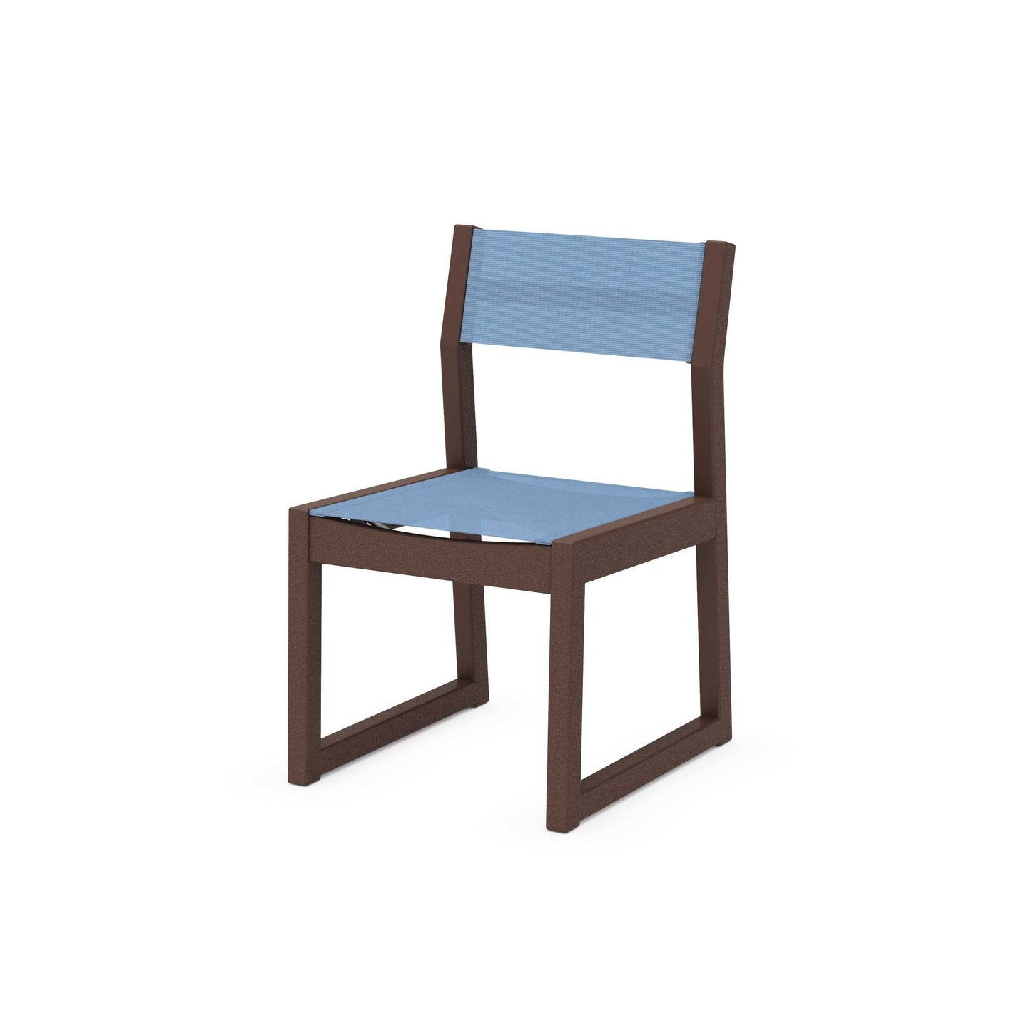 POLYWOOD EDGE Sling Dining Side Chair — Mahogany / Poolside Sling