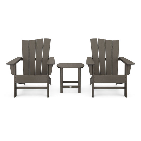 POLYWOOD Wave 3-Piece Adirondack Chair Set in Vintage Finish FREE SHIPPING
