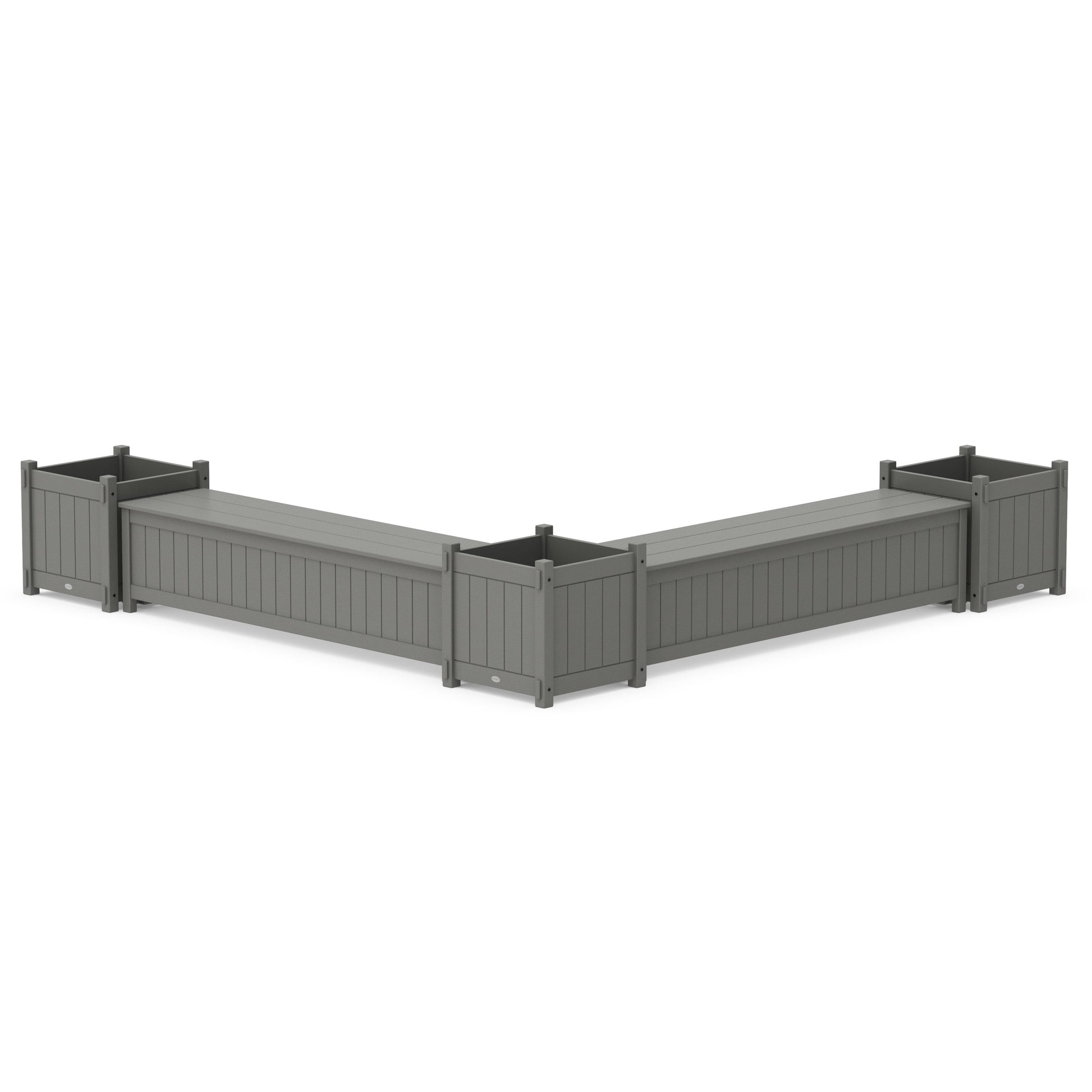 POLYWOOD 72" Vineyard L- Shaped Planter Storage Bench Corner Set- Large — Slate Grey