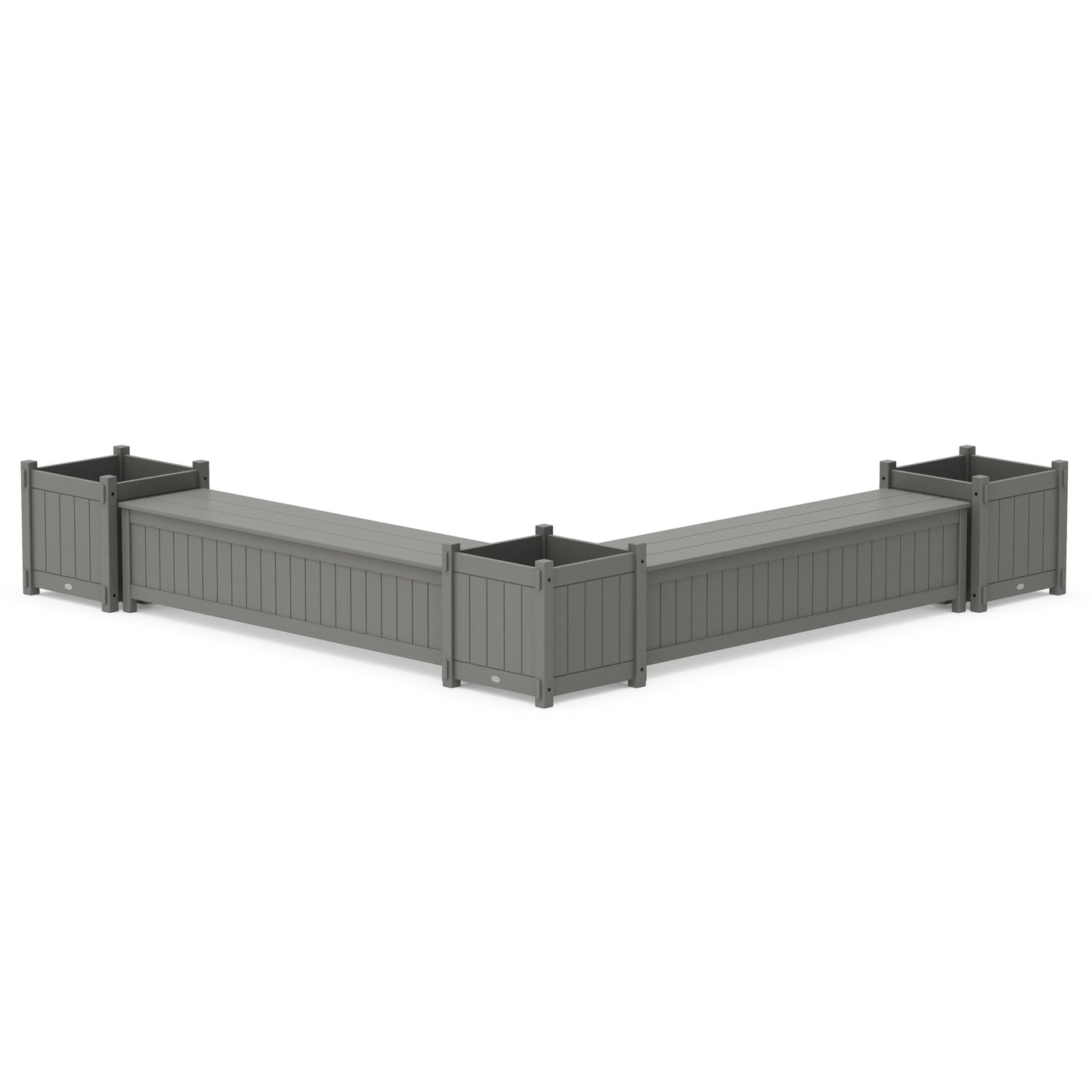 POLYWOOD 72" Vineyard Straight Double Planter Storage Bench Set- Large