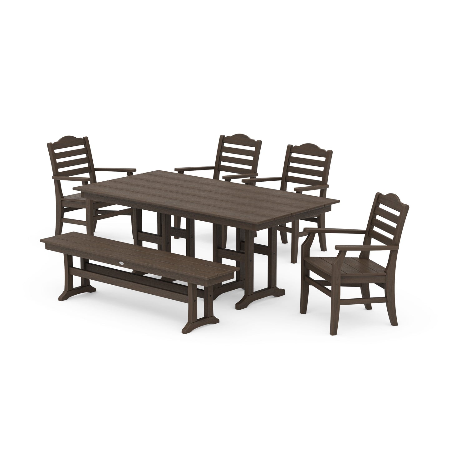 POLYWOOD Savannah 6-Piece Farmhouse Dining Set with Bench — Kona