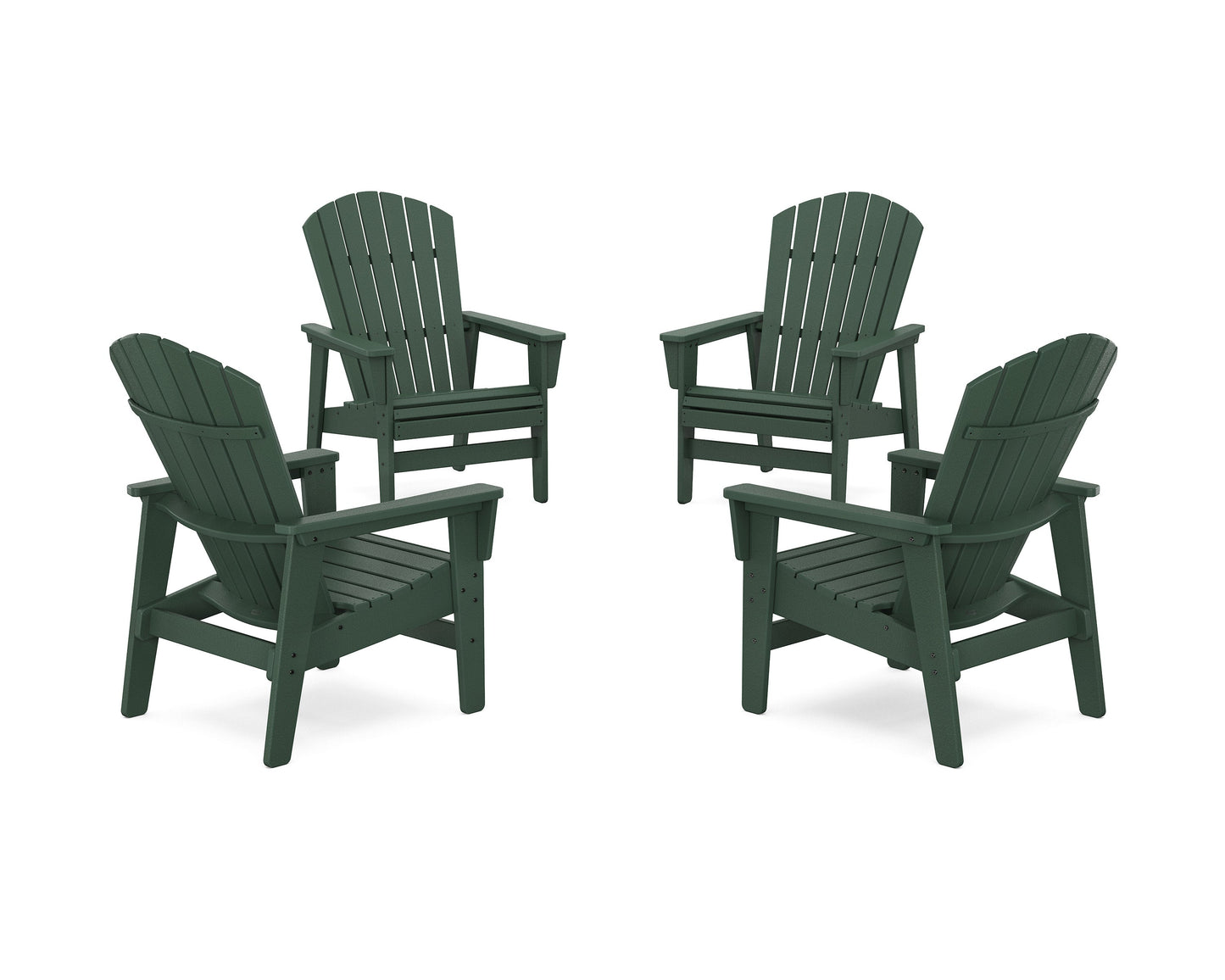 POLYWOOD 4-Piece Nautical Grand Upright Adirondack Chair Conversation Set — Green