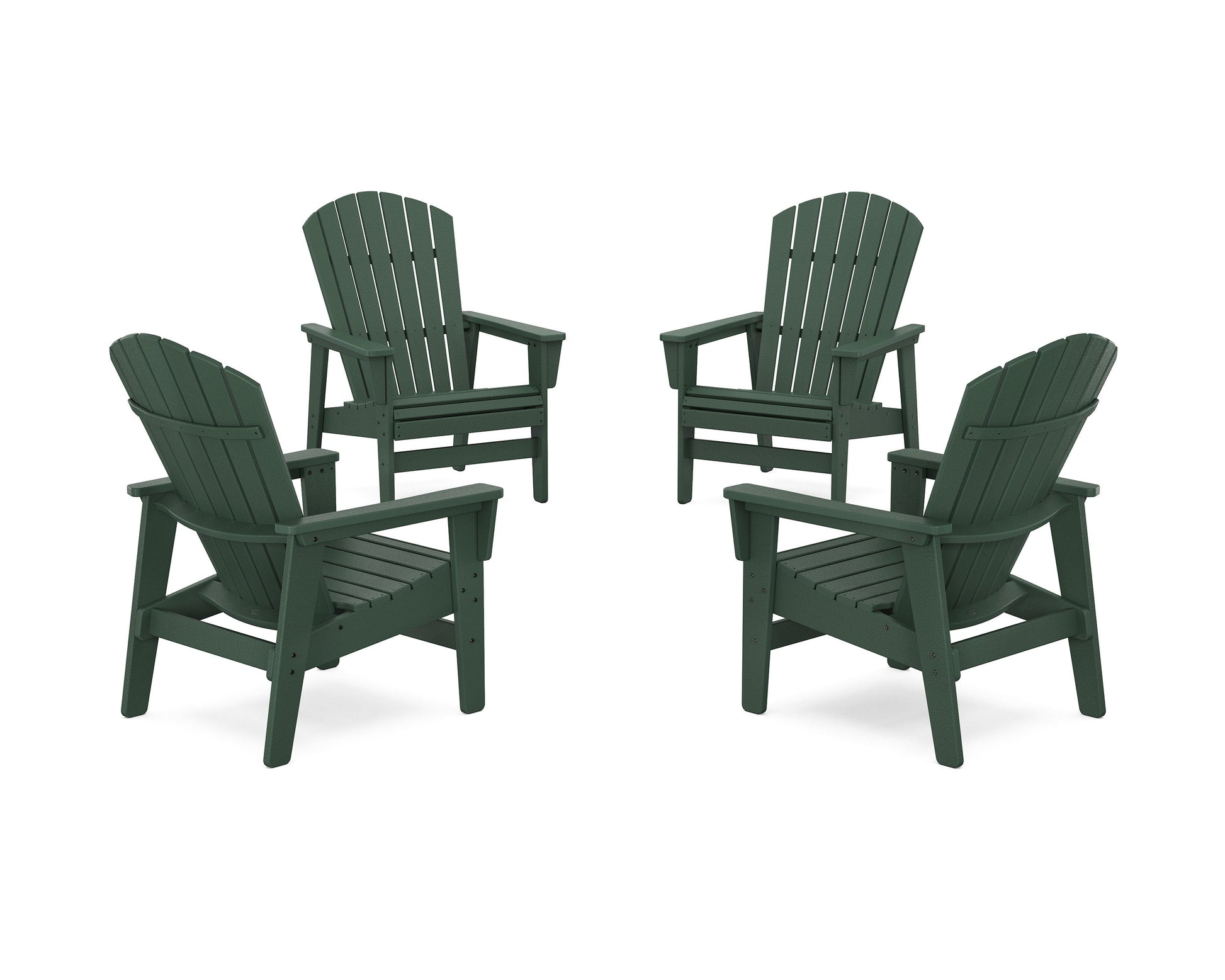 POLYWOOD 4-Piece Nautical Grand Upright Adirondack Chair Conversation Set — Green