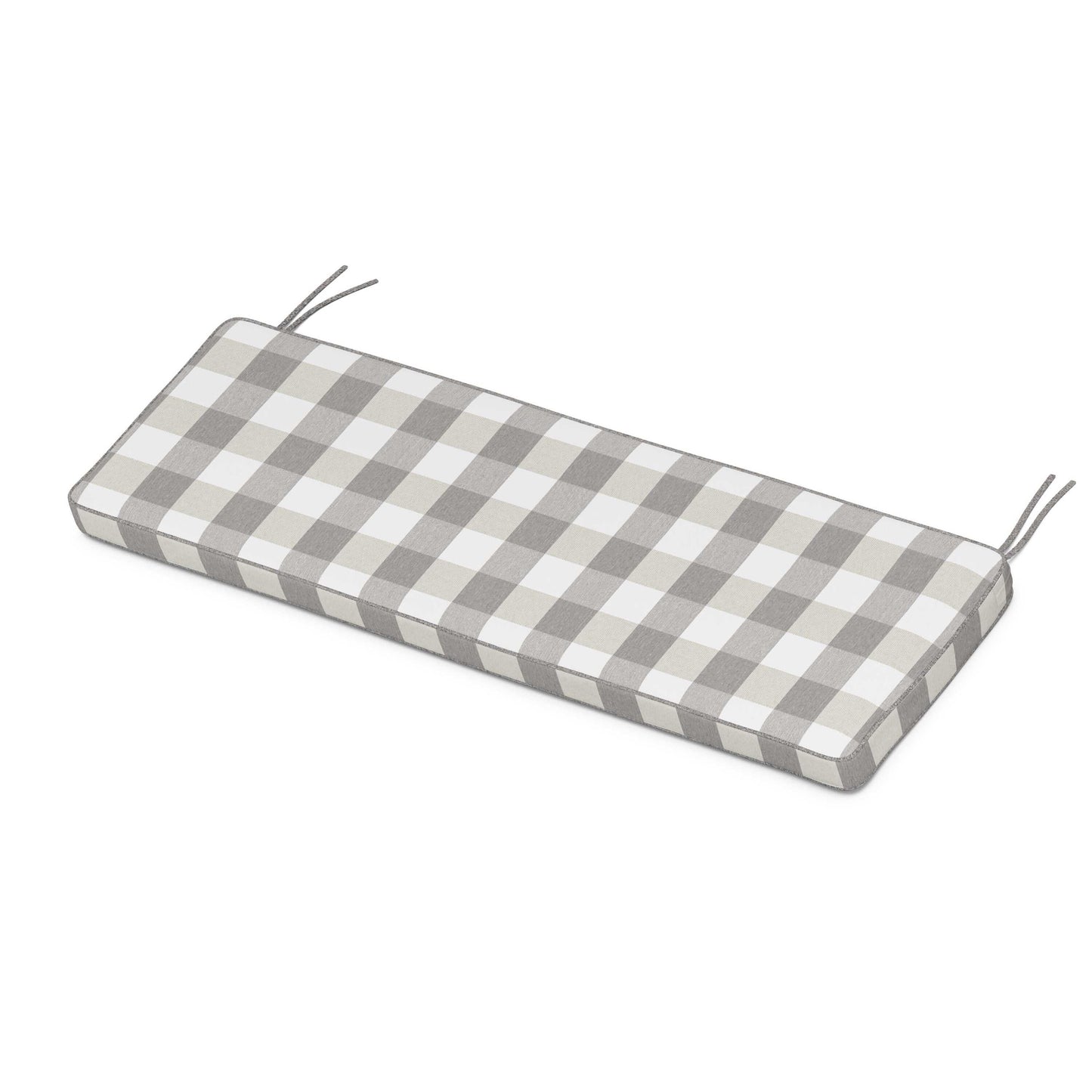 POLYWOOD Chinoiserie Bench Seat Cushion — Buffalo Plaid Grey Mist
