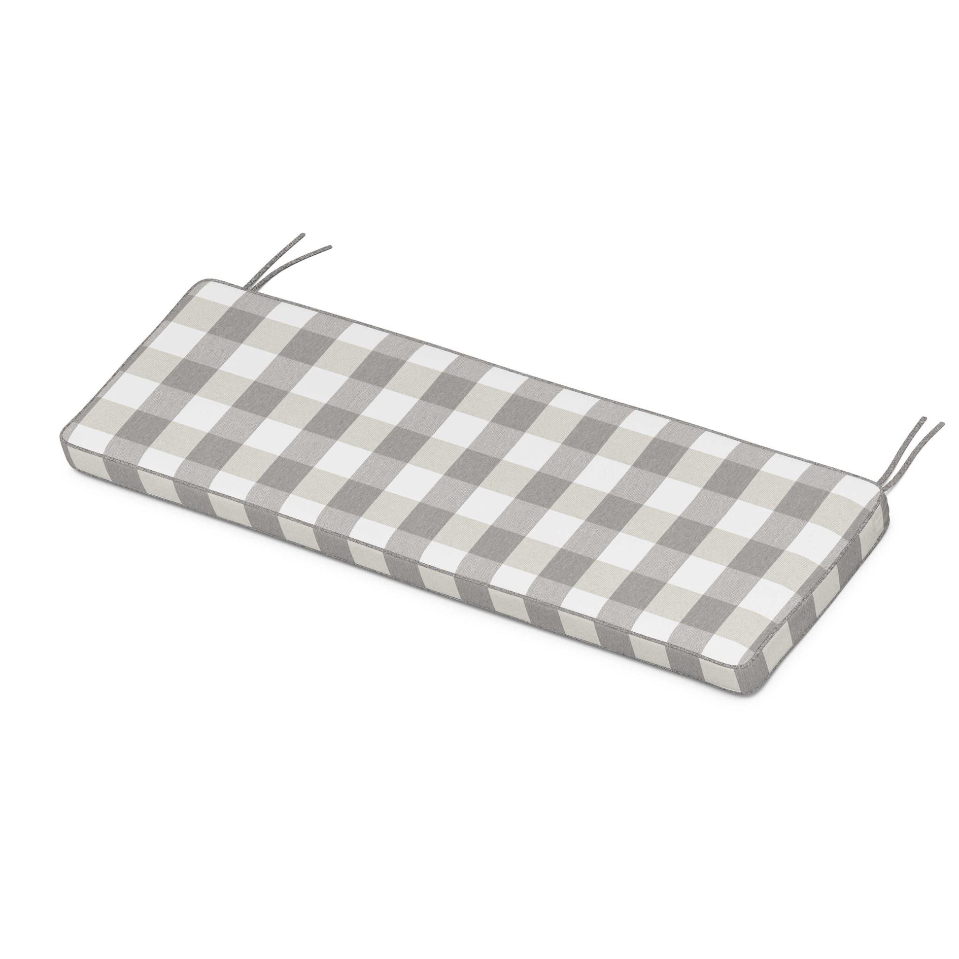 POLYWOOD Chinoiserie Bench Seat Cushion — Buffalo Plaid Grey Mist