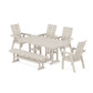 POLYWOOD Modern Curveback Adirondack 6-Piece Farmhouse Dining Set with Bench — Sand