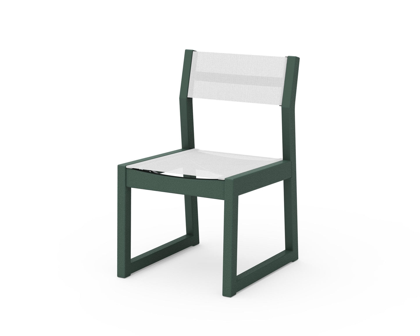 POLYWOOD EDGE Sling Dining Side Chair — Green / White Sling