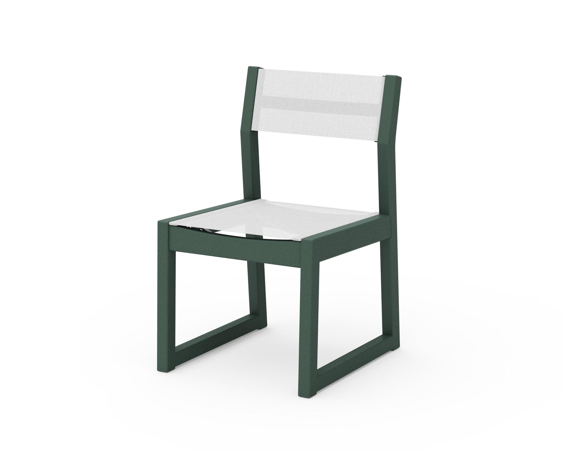 POLYWOOD EDGE Sling Dining Side Chair — Green / White Sling