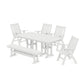 POLYWOOD Vineyard Folding Chair 6-Piece Dining Set with Bench — White