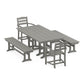Polywood - La Casa Café 5-Piece Farmhouse Dining Set with Benches - FREE SHIPPING