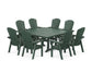 POLYWOOD Nautical Curveback Adirondack 9-Piece Square Dining Set with Trestle Legs — Green