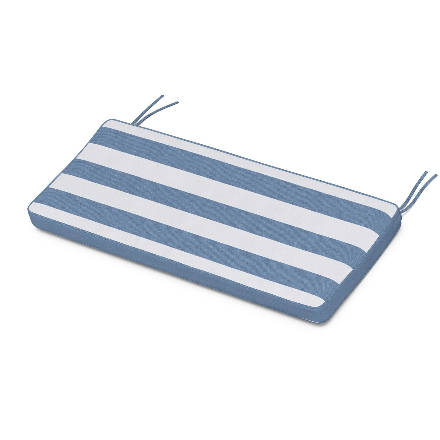 POLYWOOD Chinoiserie Bench Seat Cushion — Cabana Stripe Sky Blue