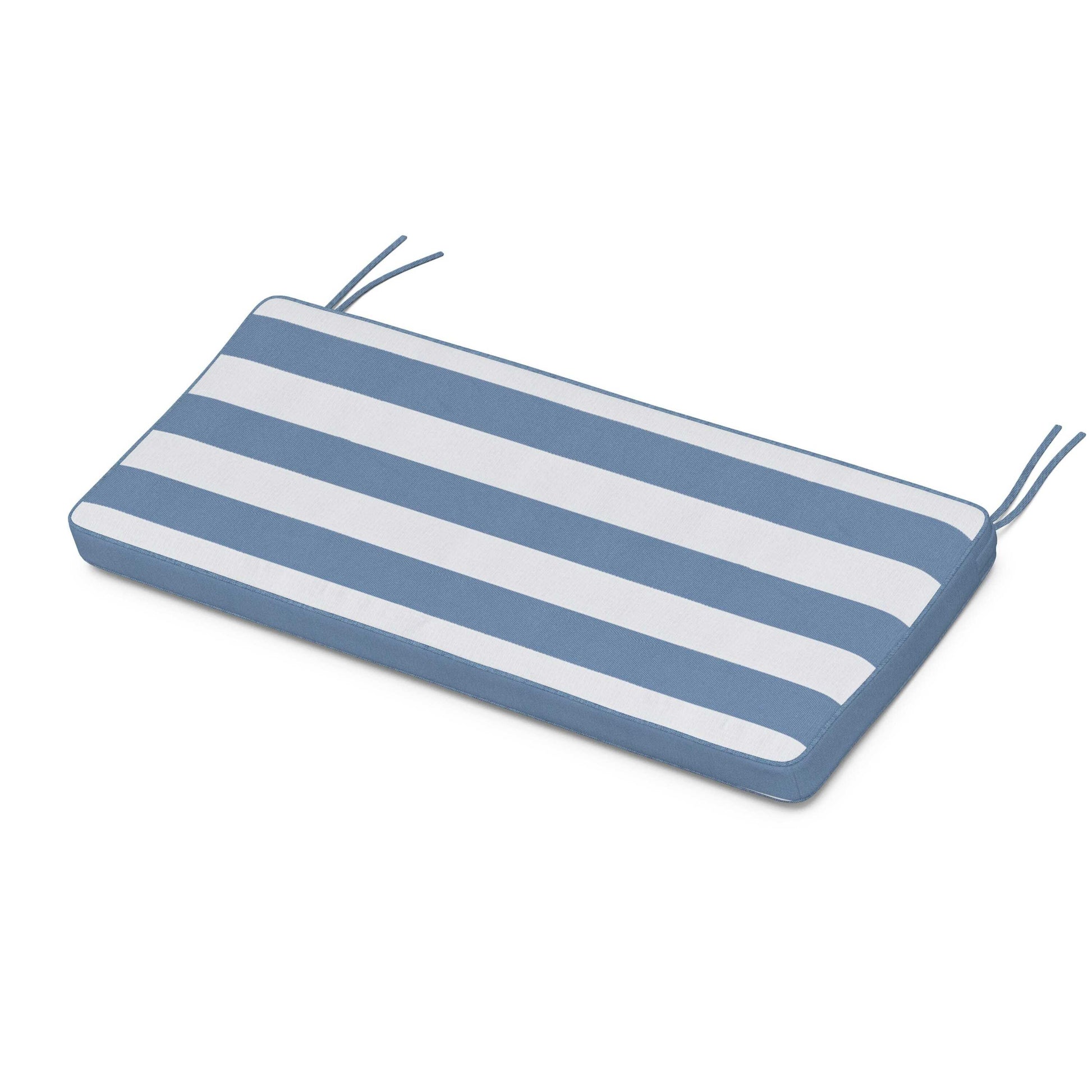 POLYWOOD Chinoiserie Bench Seat Cushion — Cabana Stripe Sky Blue