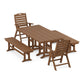 POLYWOOD Nautical Highback 5-Piece Farmhouse Dining Set with Benches — Teak