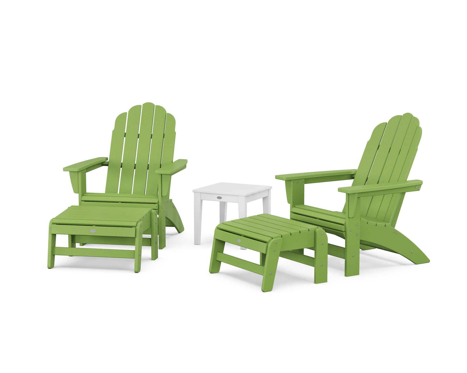 POLYWOOD 5-Piece Vineyard Grand Adirondack Set — Lime / White