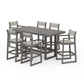 POLYWOOD EDGE Sling 7-Piece Bar Table Set — Driftwood / Birch Sling