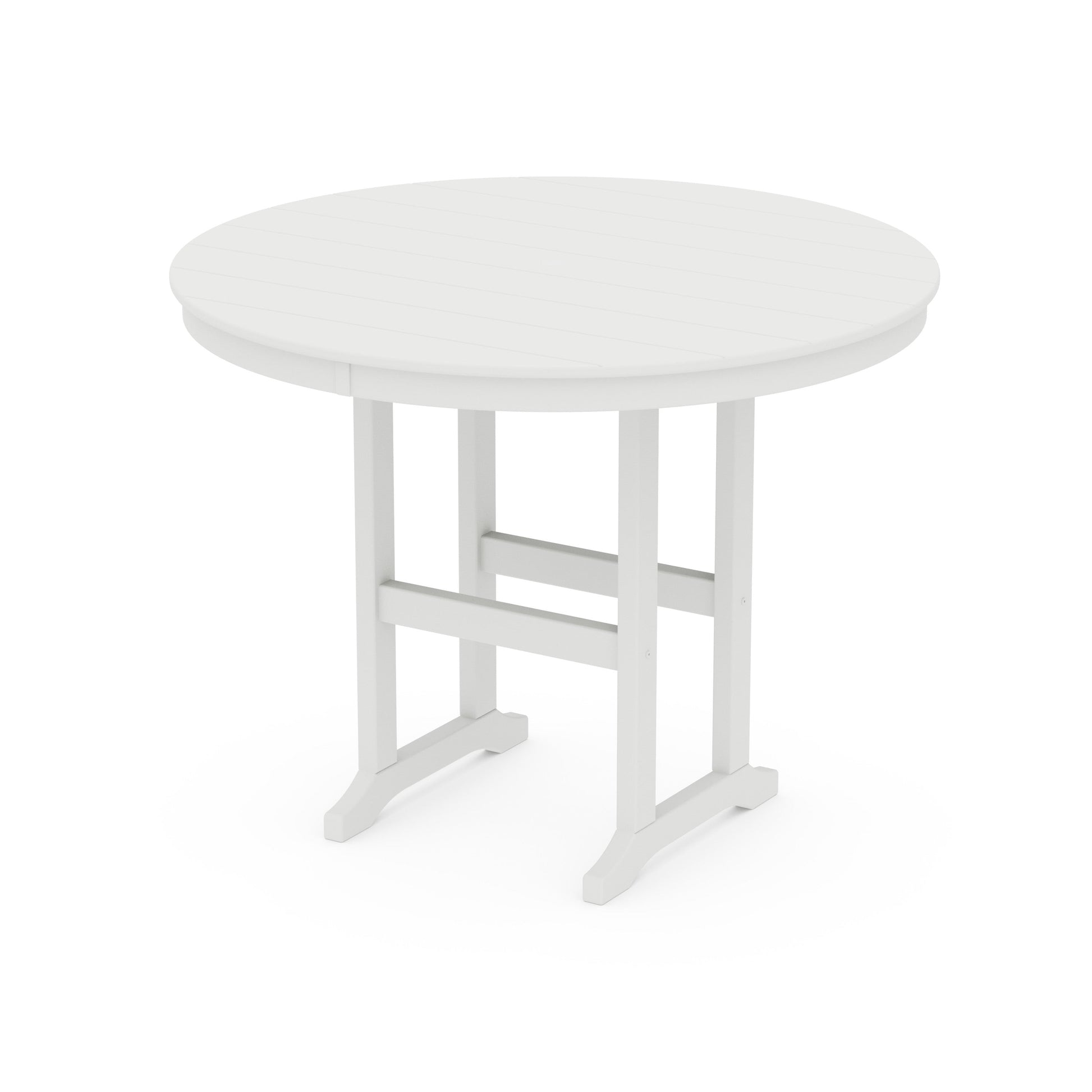 POLYWOOD 48" Round Farmhouse Counter Table — White