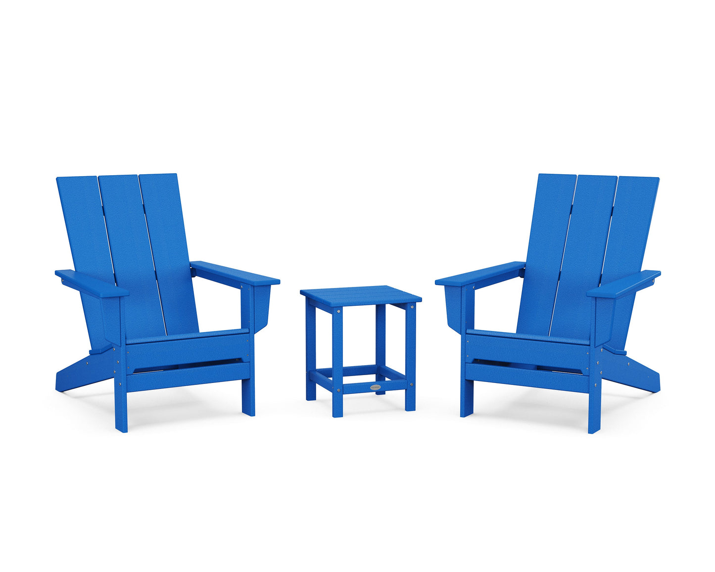 POLYWOOD 3-Piece Modern Studio Adirondack Set — Pacific Blue