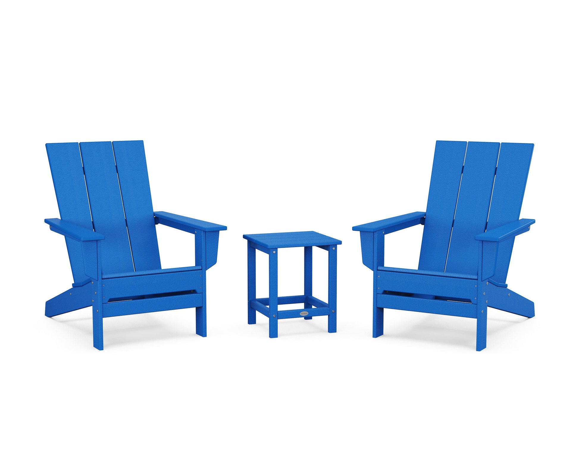 POLYWOOD 3-Piece Modern Studio Adirondack Set — Pacific Blue