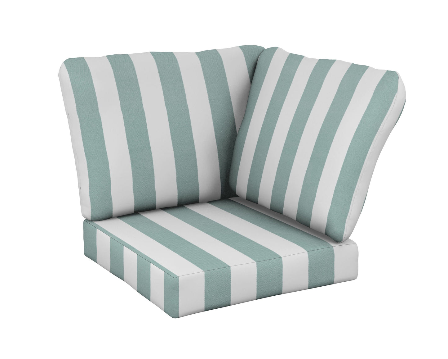 POLYWOOD Baffle Modular Corner Cushion — Cabana Stripe Glacier Spa