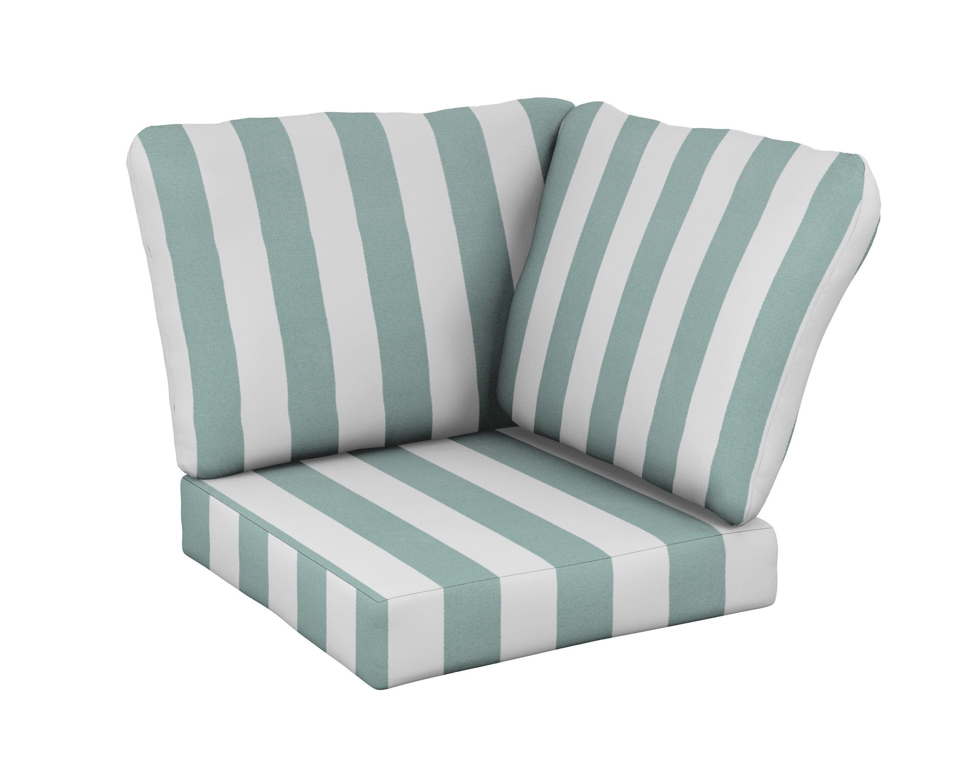 POLYWOOD Baffle Modular Corner Cushion — Cabana Stripe Glacier Spa