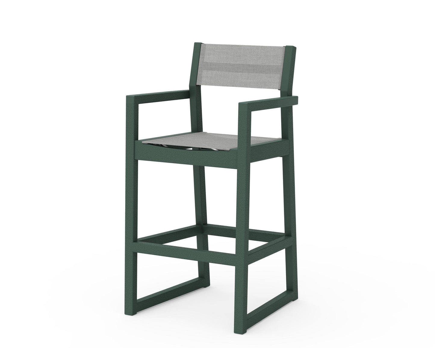 POLYWOOD EDGE Sling Bar Arm Chair — Green / Metallic Sling