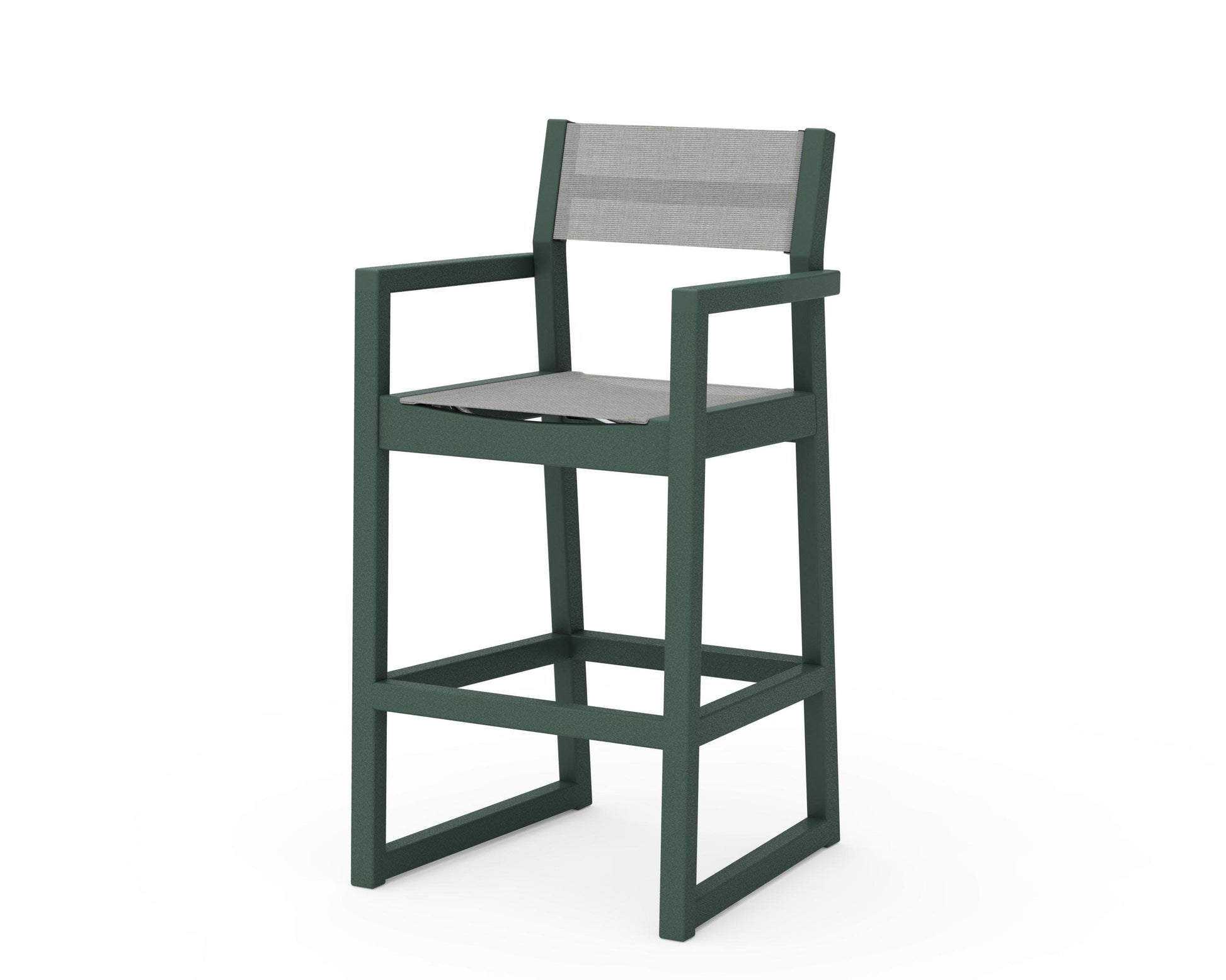 POLYWOOD EDGE Sling Bar Arm Chair — Green / Metallic Sling