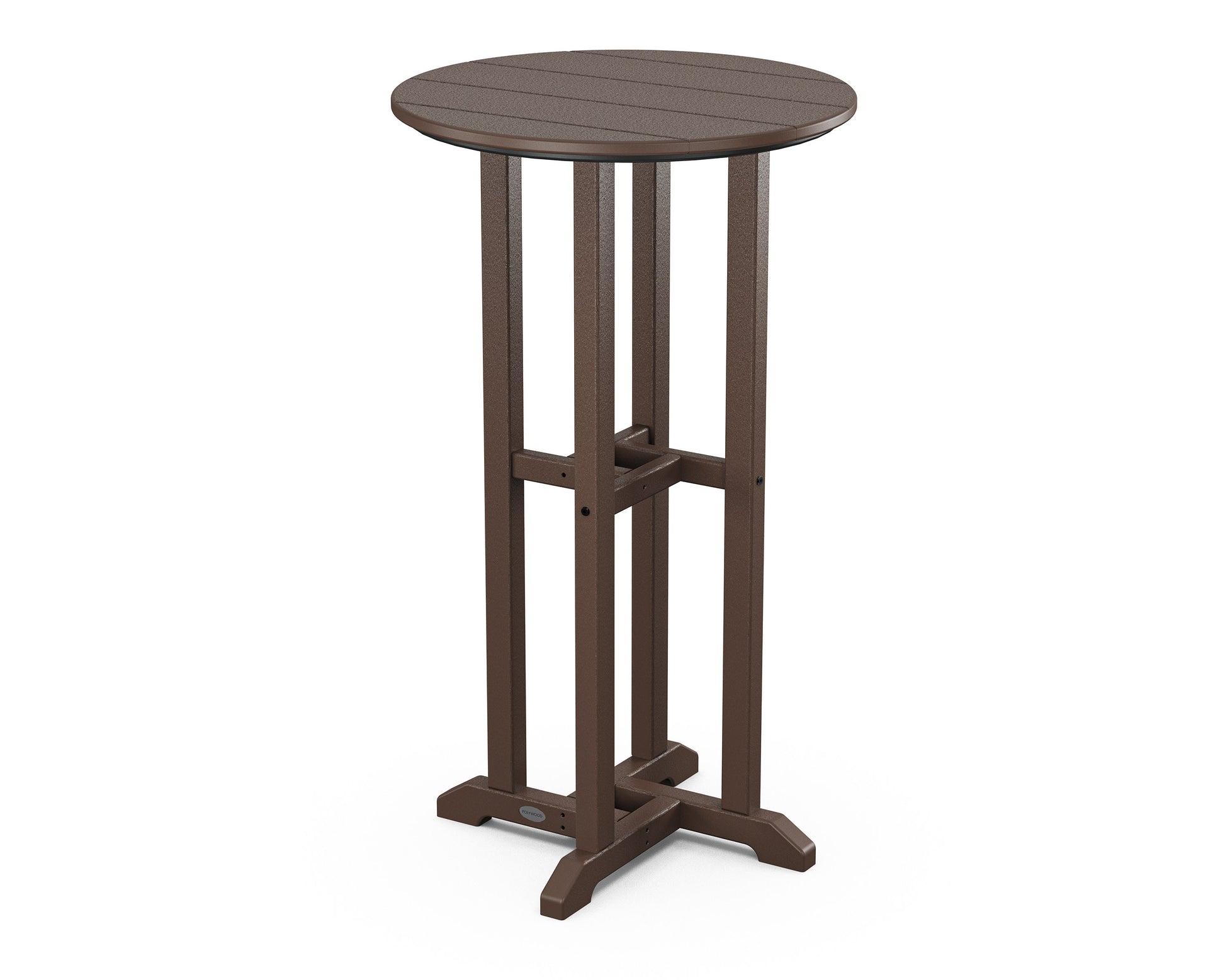 POLYWOOD 24" Round Farmhouse Bar Bistro Table — Mahogany