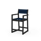 POLYWOOD EDGE Sling Counter Arm Chair — Black / Navy Blue Sling