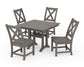 POLYWOOD Braxton Side Chair 5-Piece Farmhouse Dining Set With Trestle Legs — Driftwood