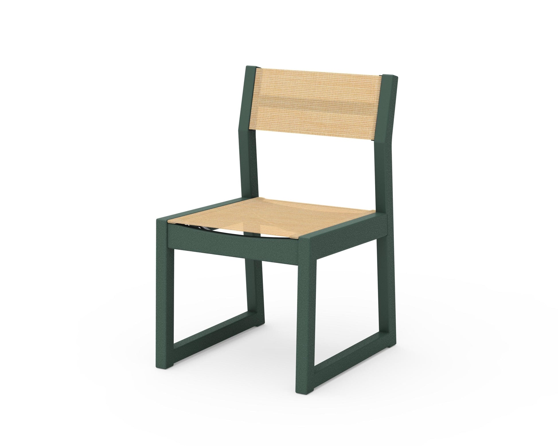 POLYWOOD EDGE Sling Dining Side Chair — Green / Dupioni Apricot Sling