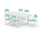 POLYWOOD EDGE Sling 7-Piece Dining Set — White / Dupioni Aquamarine Sling