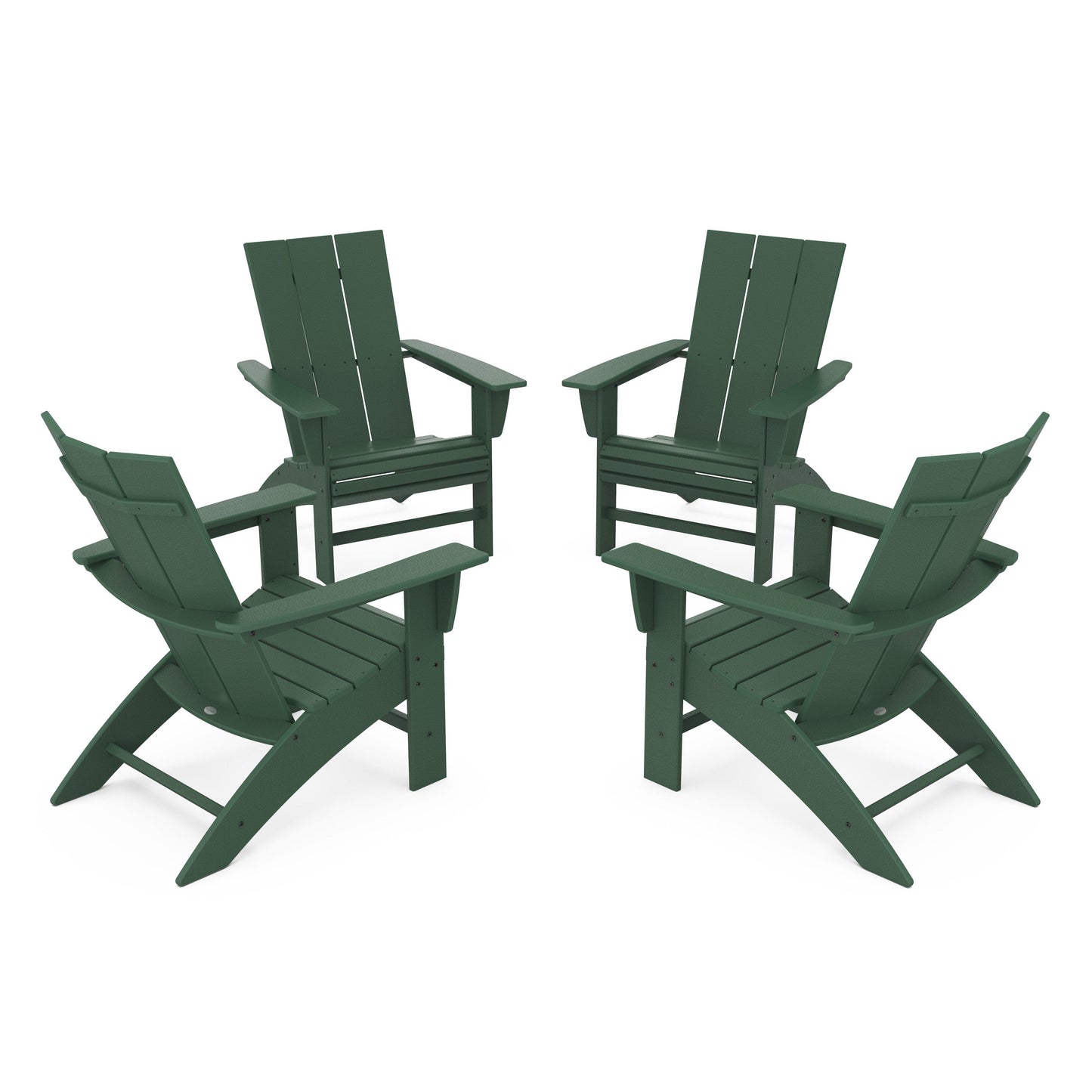 POLYWOOD 4-Piece Modern Curveback Adirondack Conversation Set — Green
