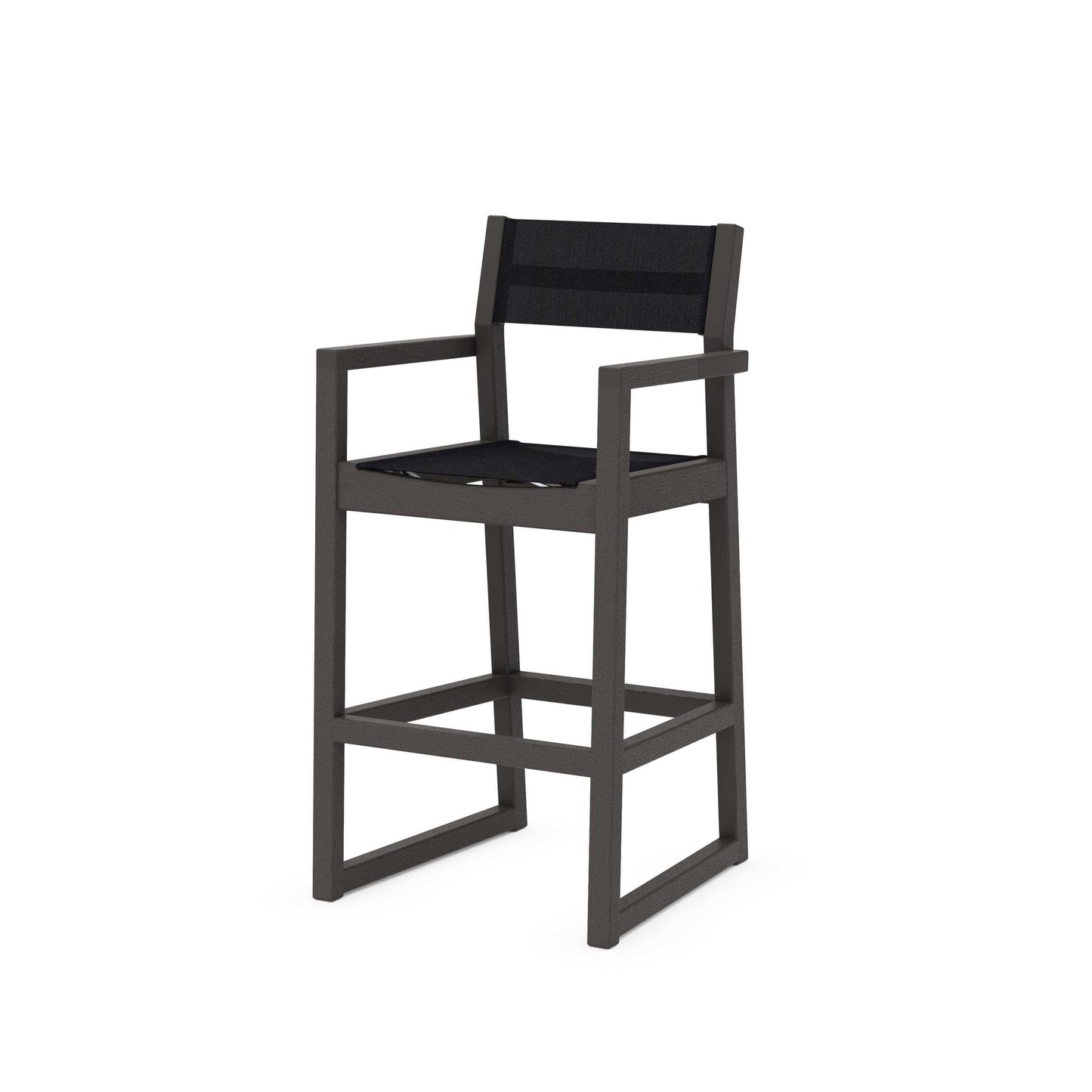 POLYWOOD EDGE Sling Bar Arm Chair — Vintage Coffee / Black Sling