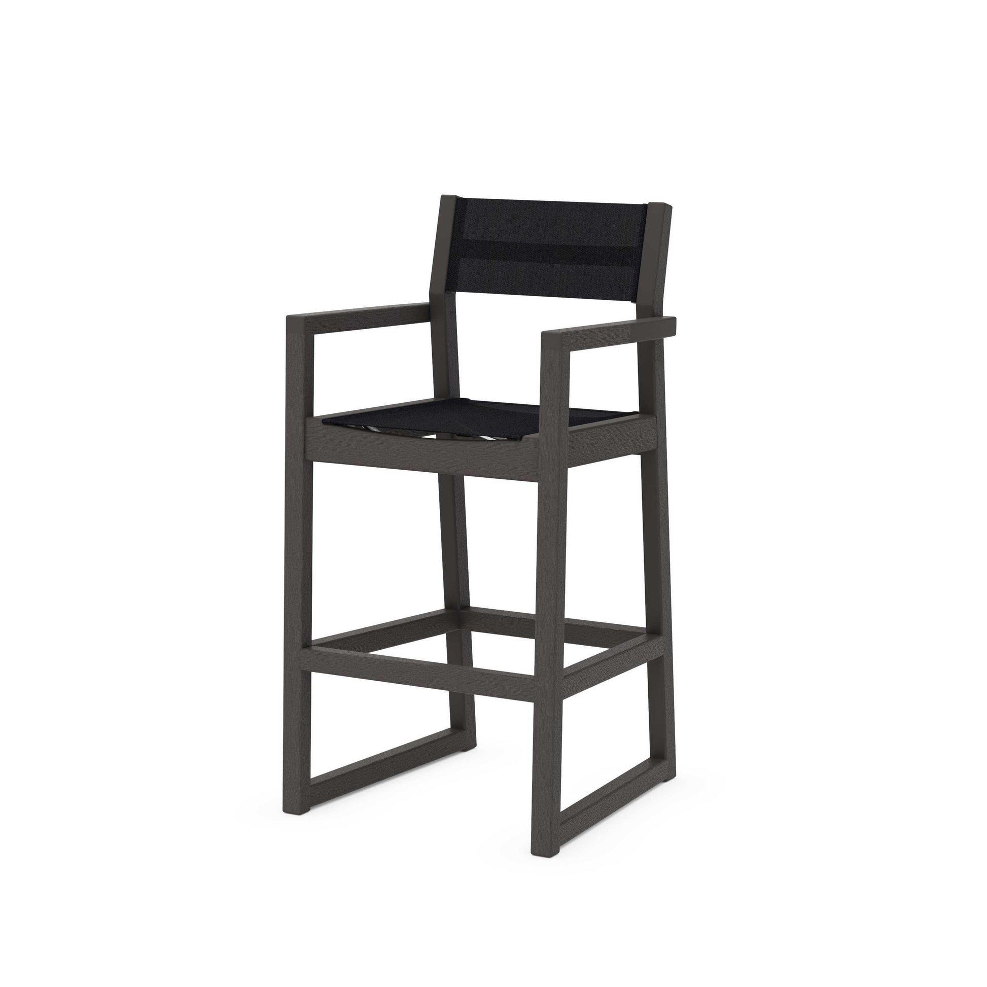 POLYWOOD EDGE Sling Bar Arm Chair — Vintage Coffee / Black Sling