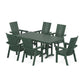 POLYWOOD Modern Curveback Adirondack 7-Piece Farmhouse Dining Set — Green