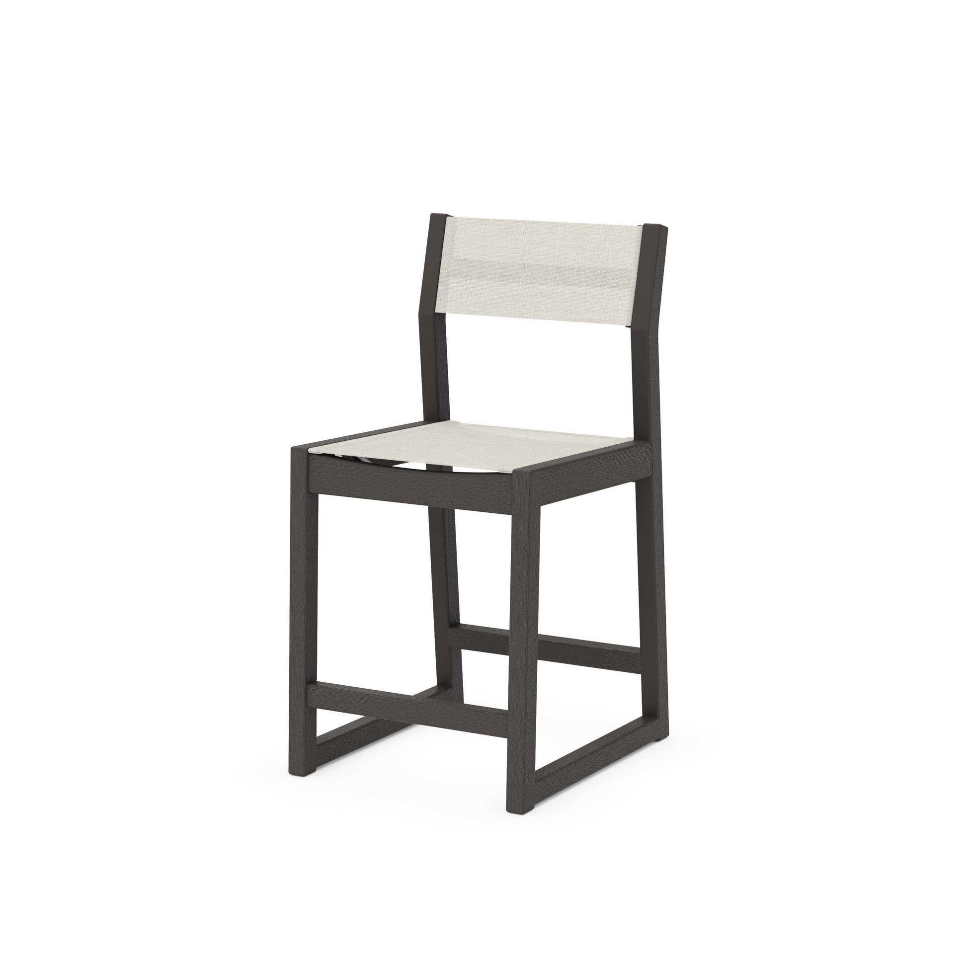 POLYWOOD EDGE Sling Counter Side Chair — Vintage Coffee / Parchment Sling