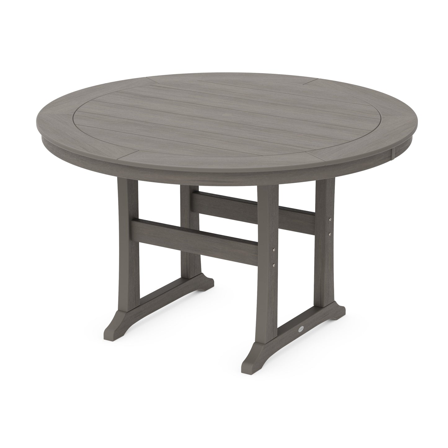 POLYWOOD Nautical Trestle 60" Round Counter Table — Driftwood