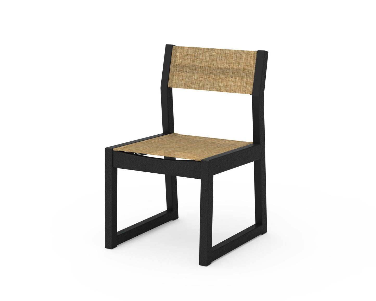 POLYWOOD EDGE Sling Dining Side Chair — Black / Burlap Sling