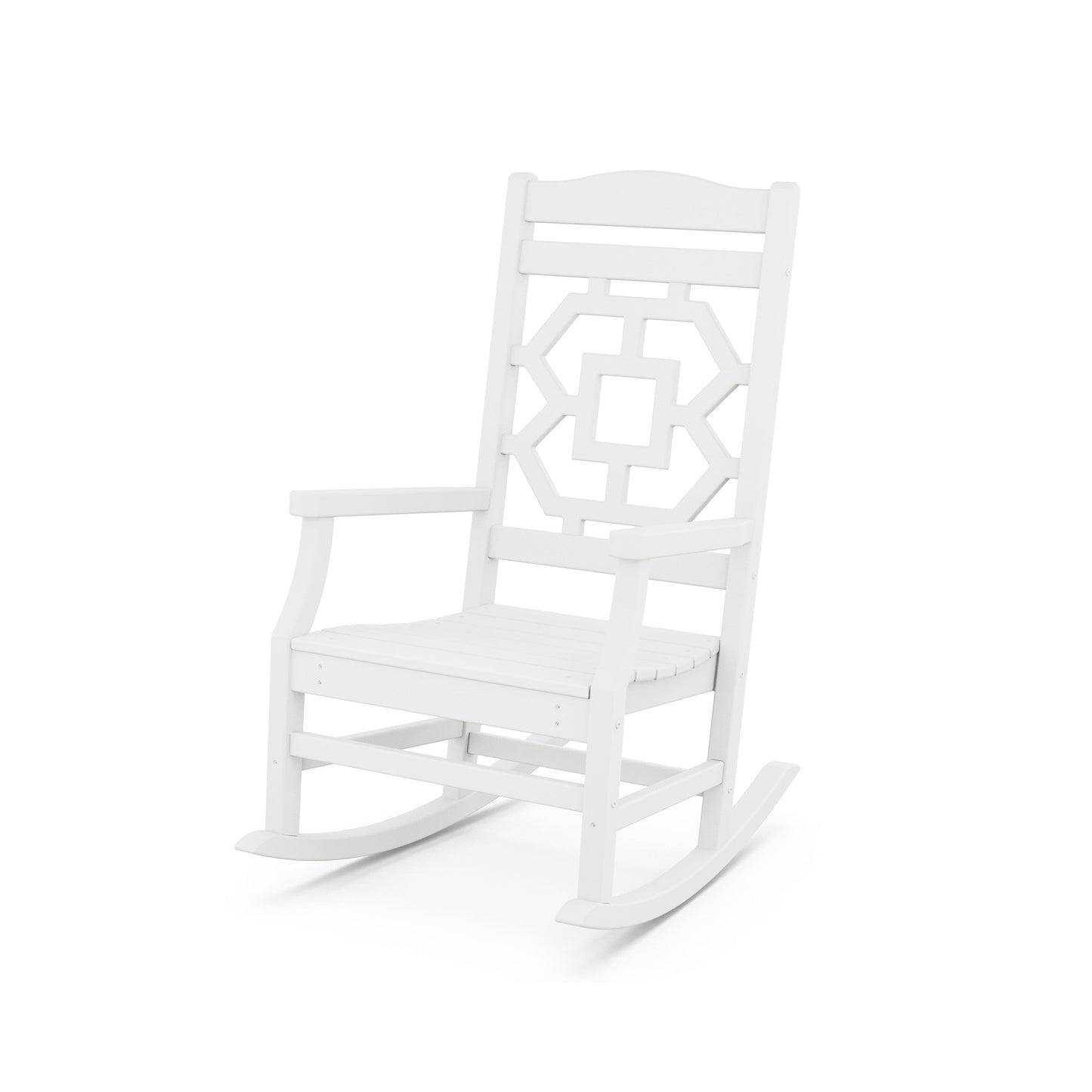 POLYWOOD Chinoiserie Rocking Chair — White