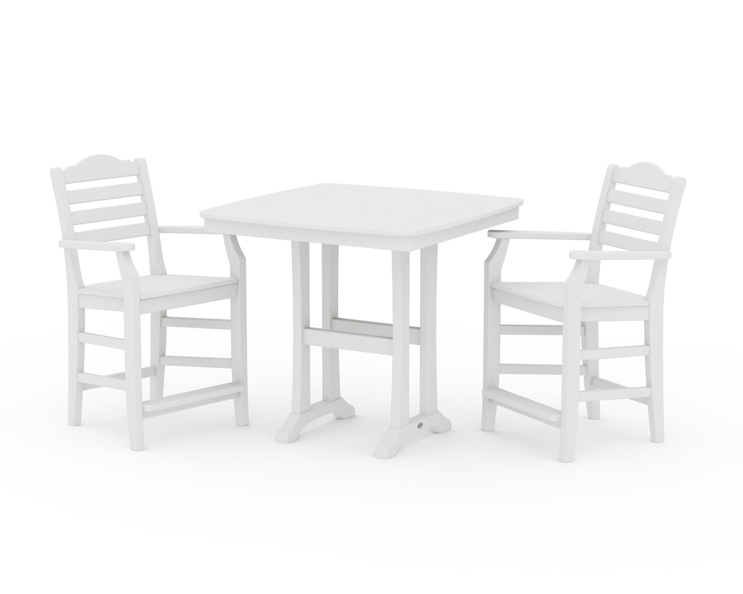 POLYWOOD Savannah 3-Piece Counter Set with Trestle Legs — White