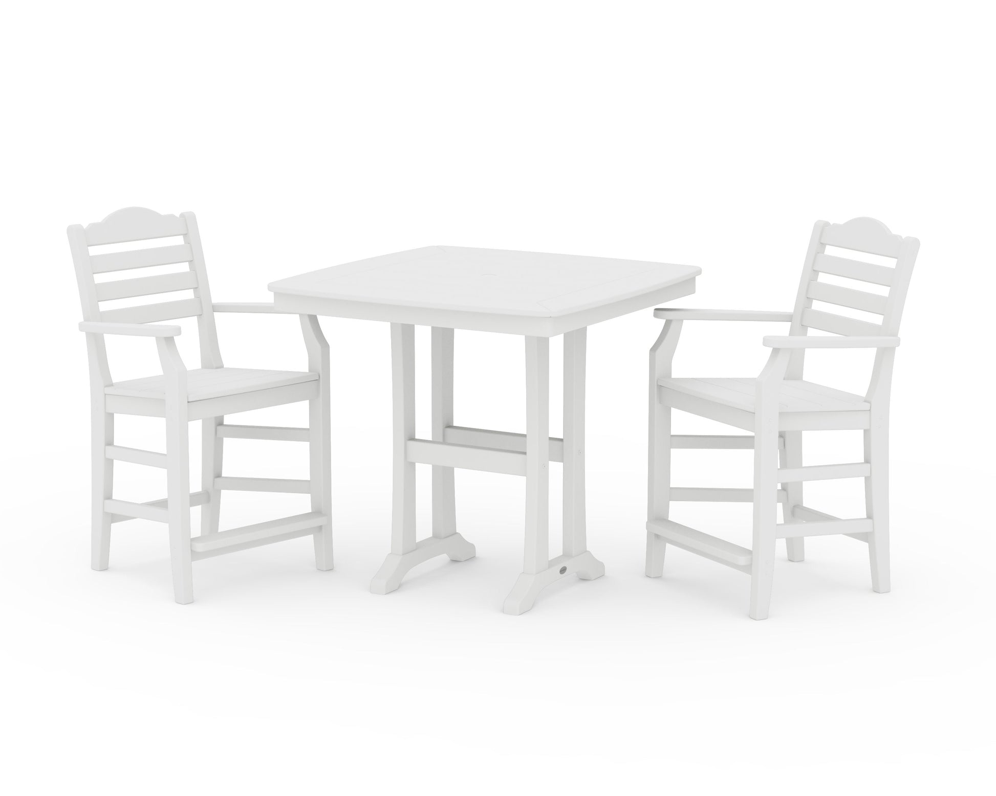POLYWOOD Savannah 3-Piece Counter Set with Trestle Legs — White