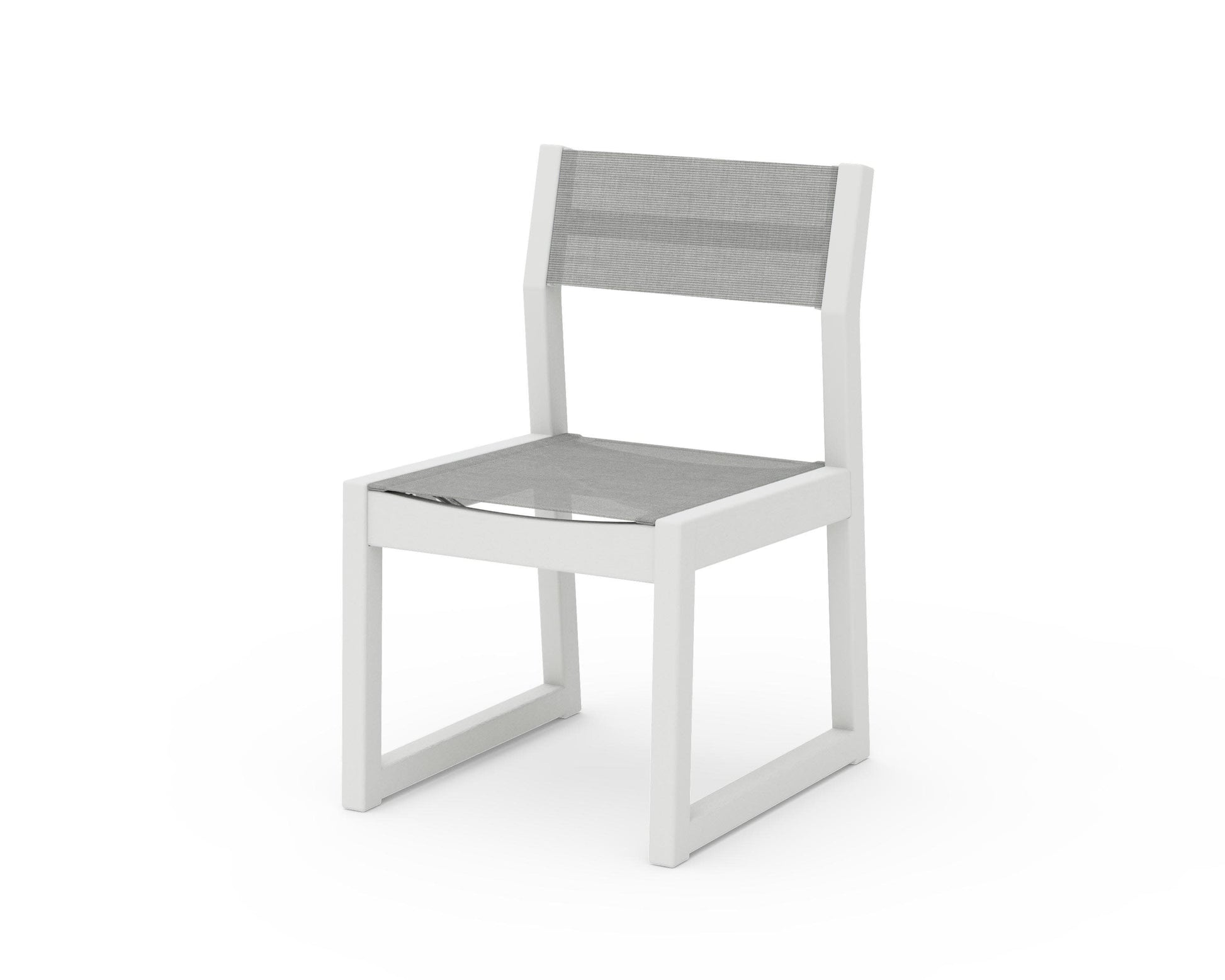 POLYWOOD EDGE Sling Dining Side Chair — Vintage White / Metallic Sling