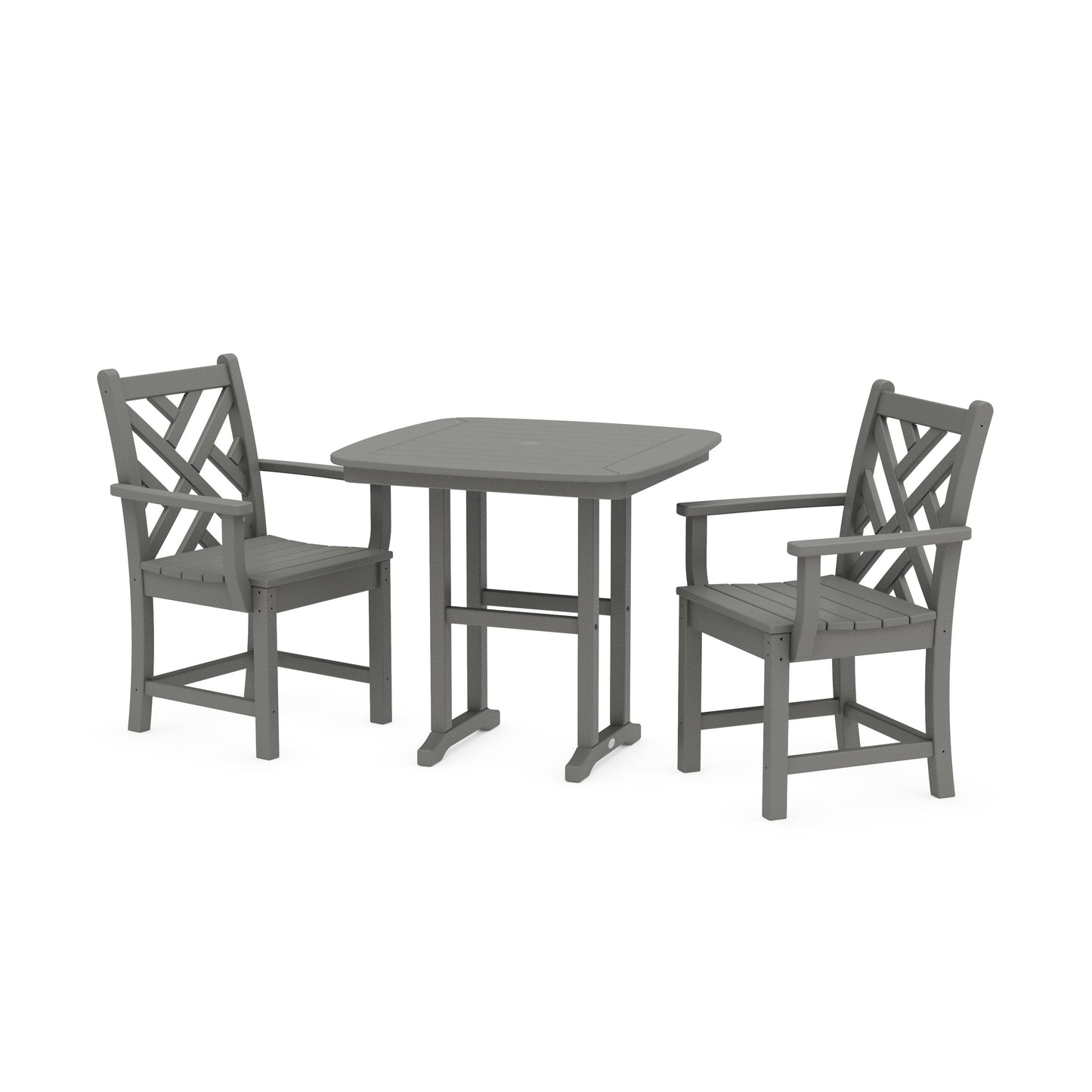 POLYWOOD Chippendale 3-Piece Dining Set — Slate Grey
