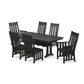 POLYWOOD Acadia 7-Piece Farmhouse Dining Set with Trestle Legs — Black