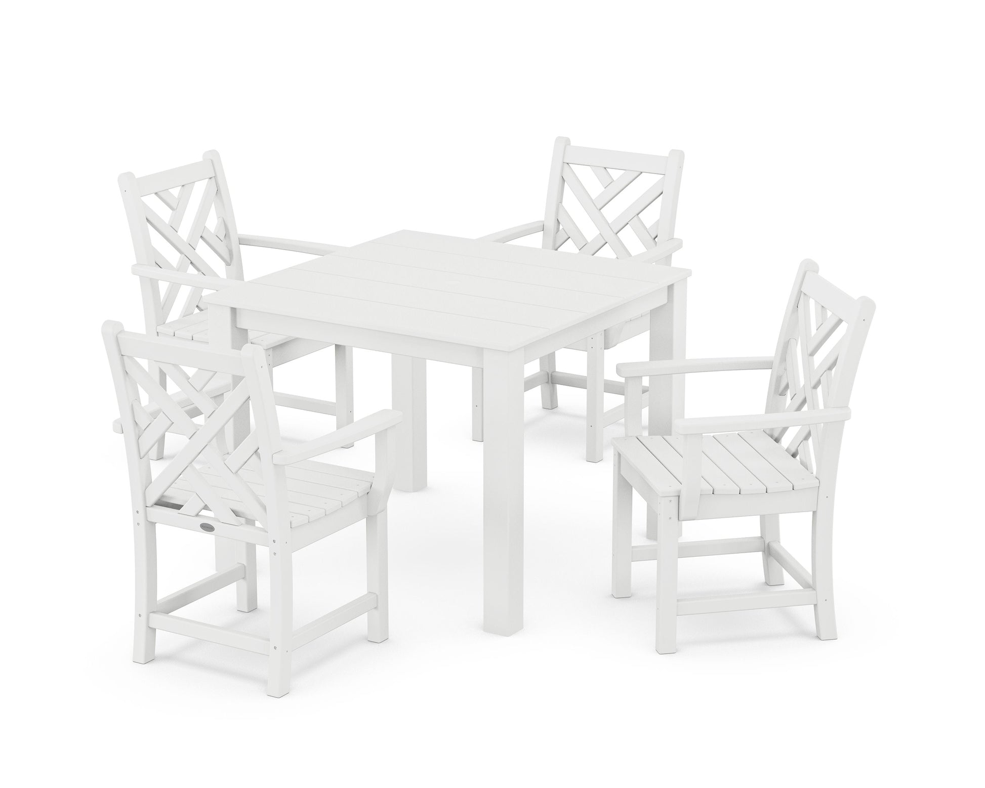 POLYWOOD Chippendale 5-Piece Parsons Dining Set — White