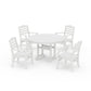 POLYWOOD Savannah 5-Piece Round Dining Set with Trestle Legs — White